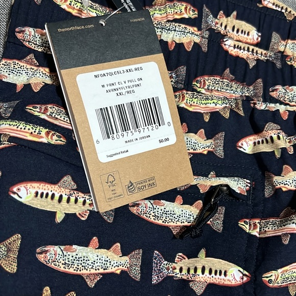 NWT The North Face Class V Printed Pull-on Shorts Fly Reel Printed XXL - Picture 2 of 4